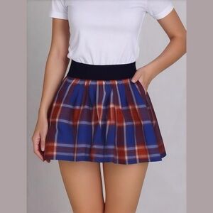Hollister Y2K 90’s Tartan Red Blue Plaid Cotton Mini Skirt Size Small